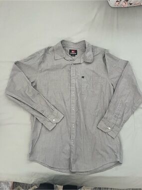 Quiksilver Men's Casual Button-Down Shirt in Light Gray